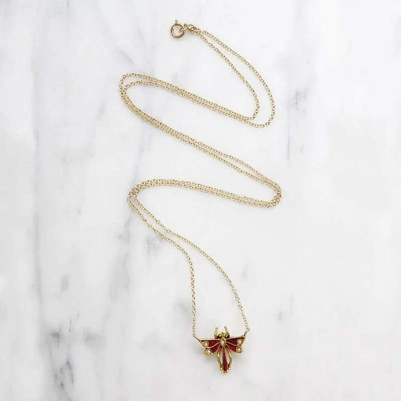 Delicate Enamel Damselfly Necklace