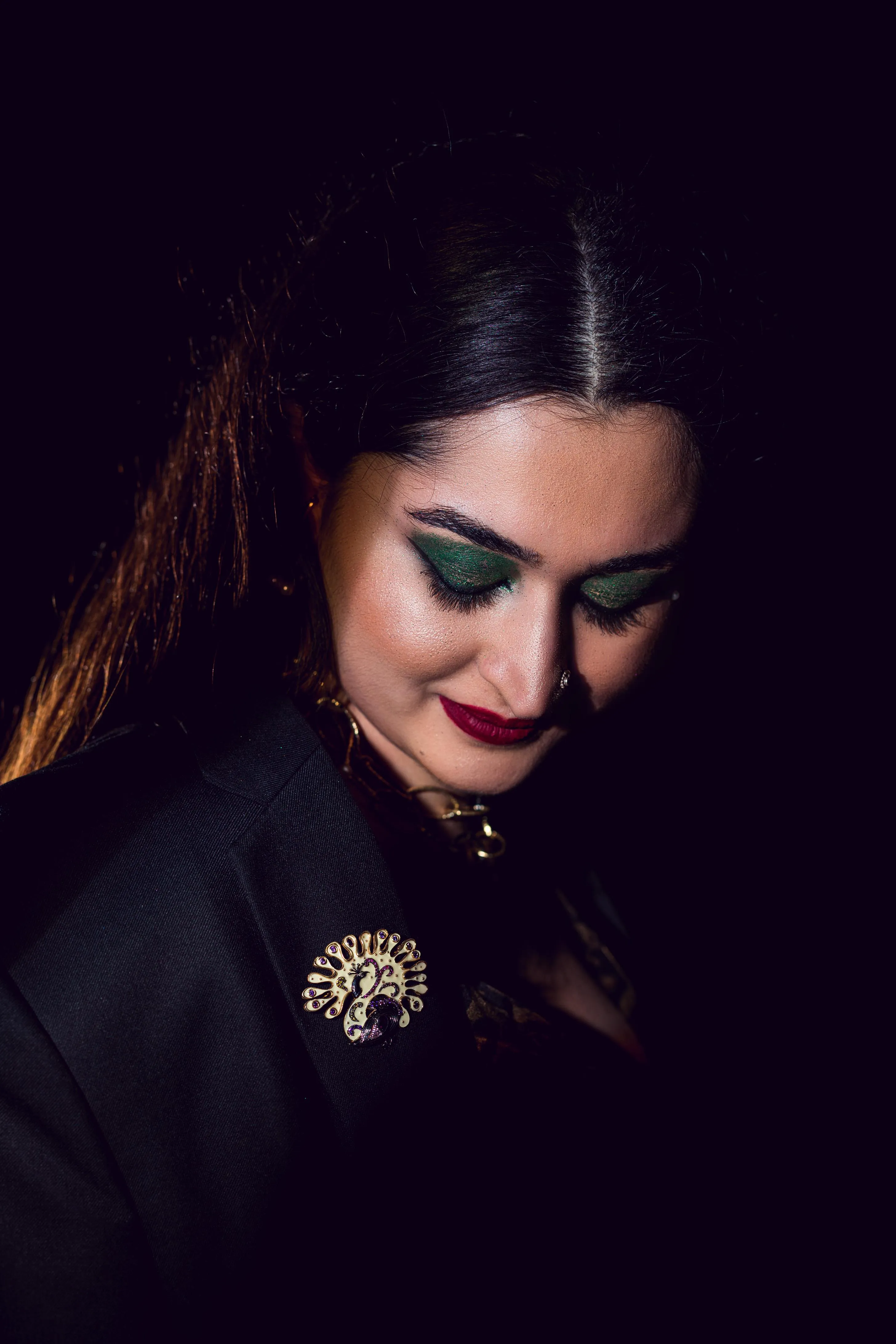 Demi Fine Jewelry-Two-Tone Plated-Brooch-Ecstatic Peacock Dance Silver-O02/21-Fashion Edit Unbent