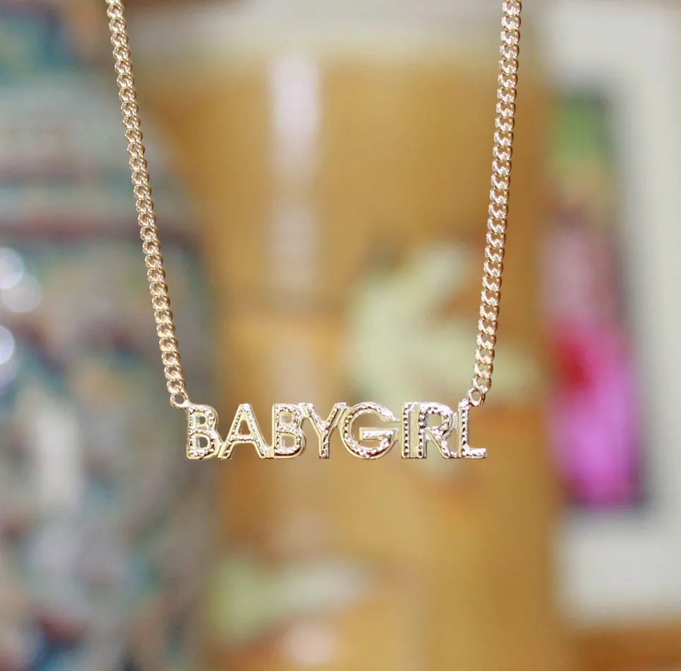 Diamond Cut Block Name Necklace - Kylie Jenner - Khloe Kardashian