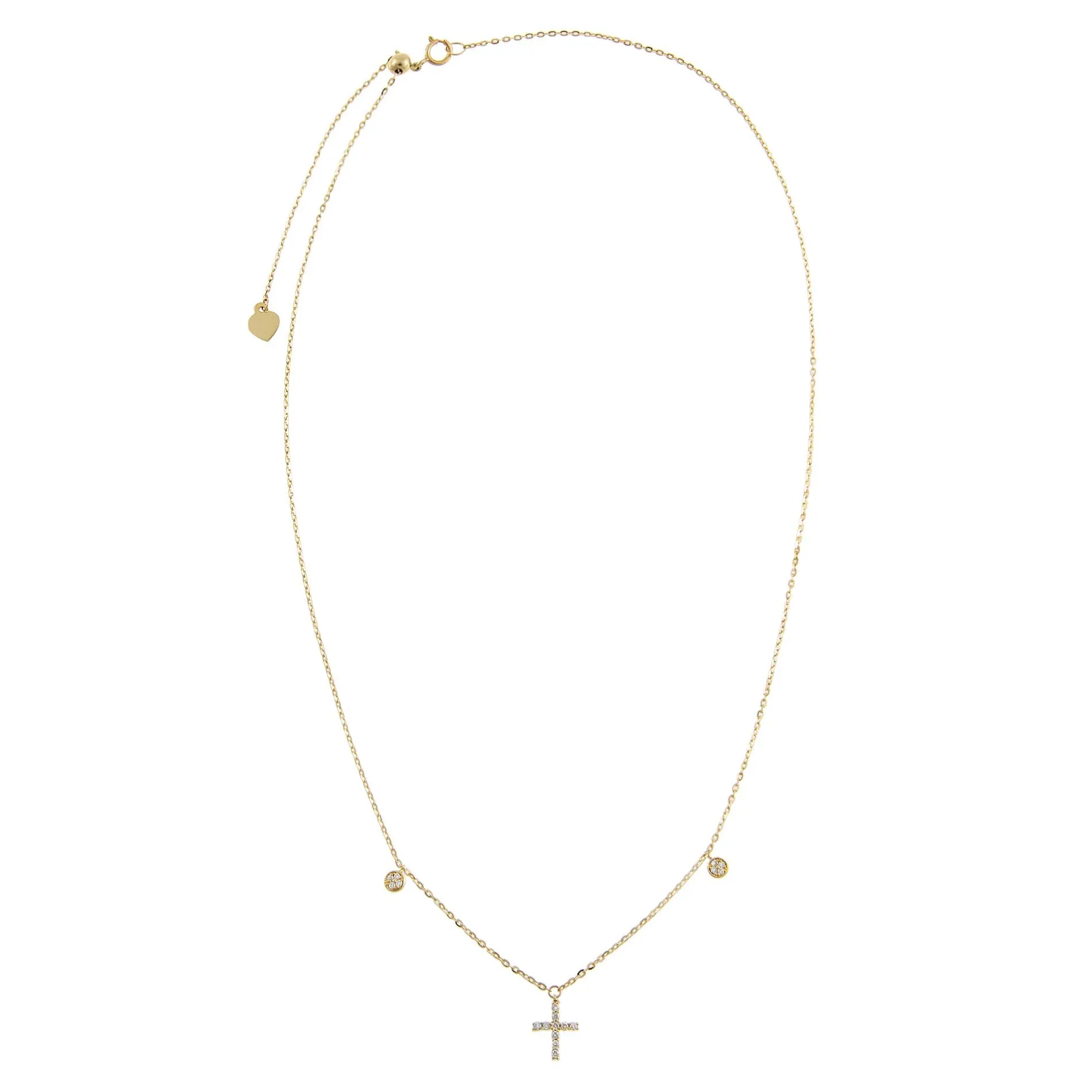 Diamond Dangling Cross Necklace 14K