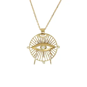 DIAMOND EYE, TEAR AND SUN OPEN CHAIN NECKLACE