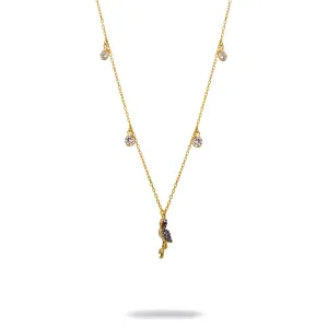 Diamond Flamingo Elegance Gold Chain Necklace