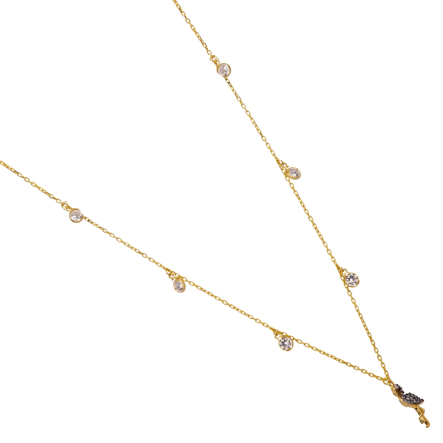 Diamond Flamingo Elegance Gold Chain Necklace