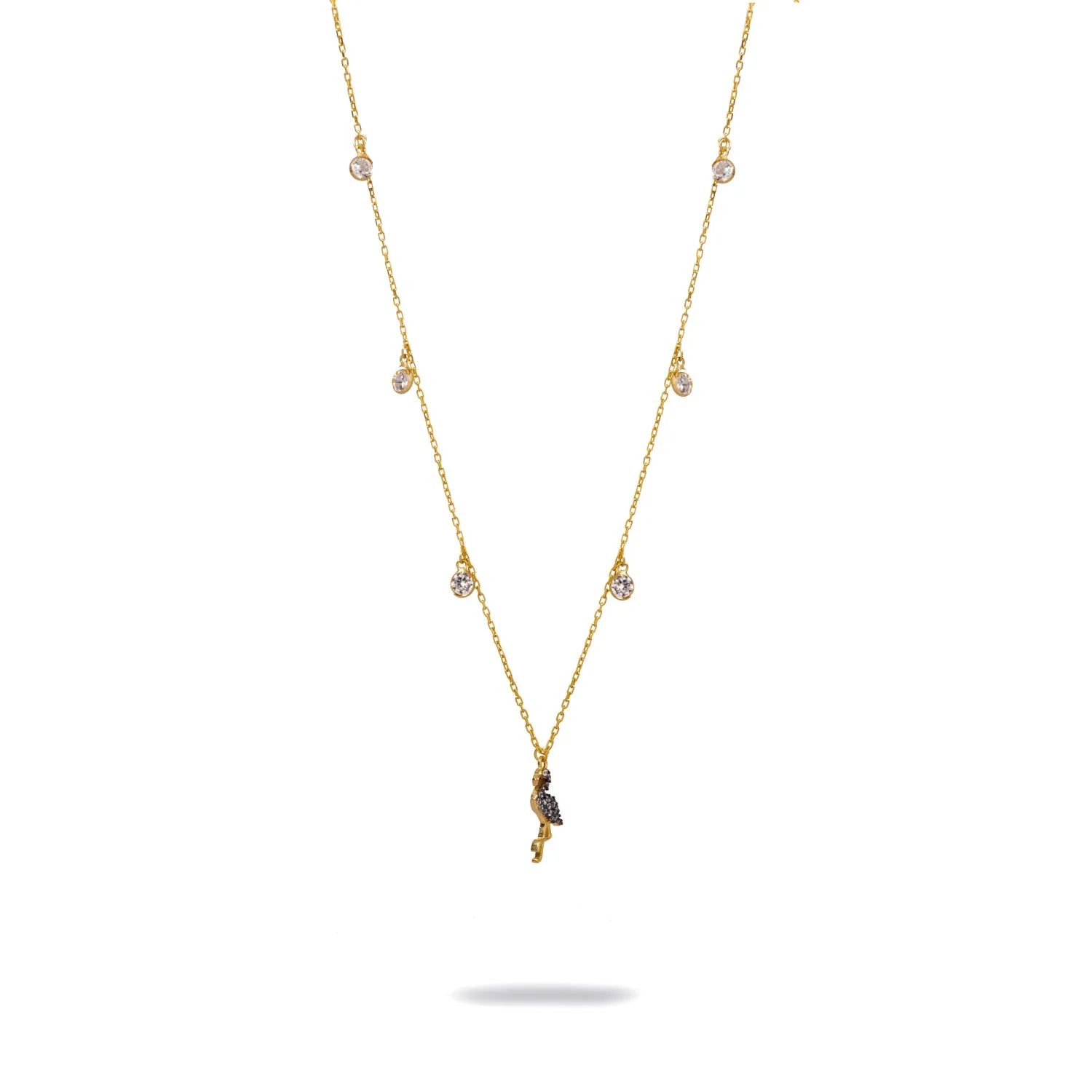 Diamond Flamingo Elegance Gold Chain Necklace