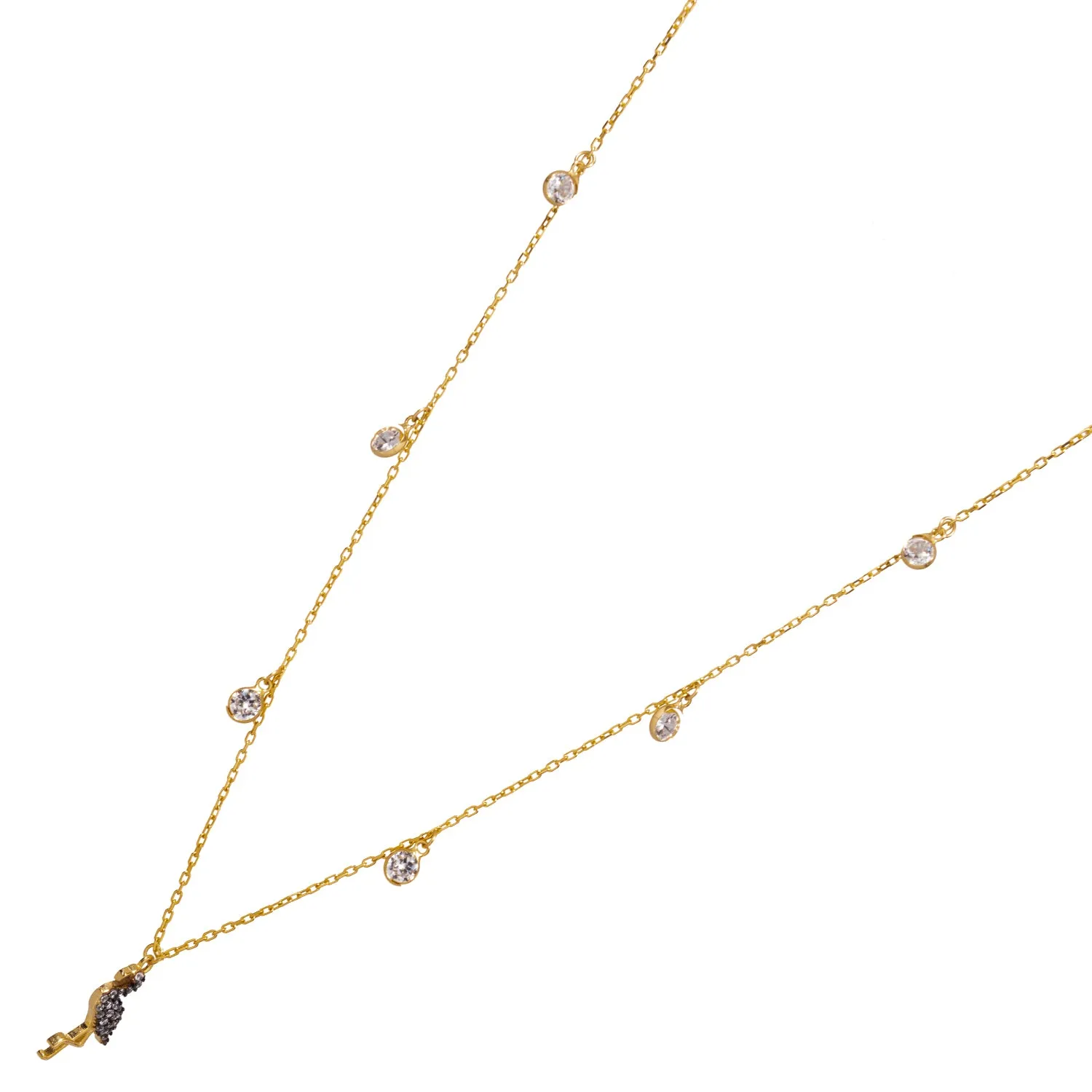 Diamond Flamingo Elegance Gold Chain Necklace