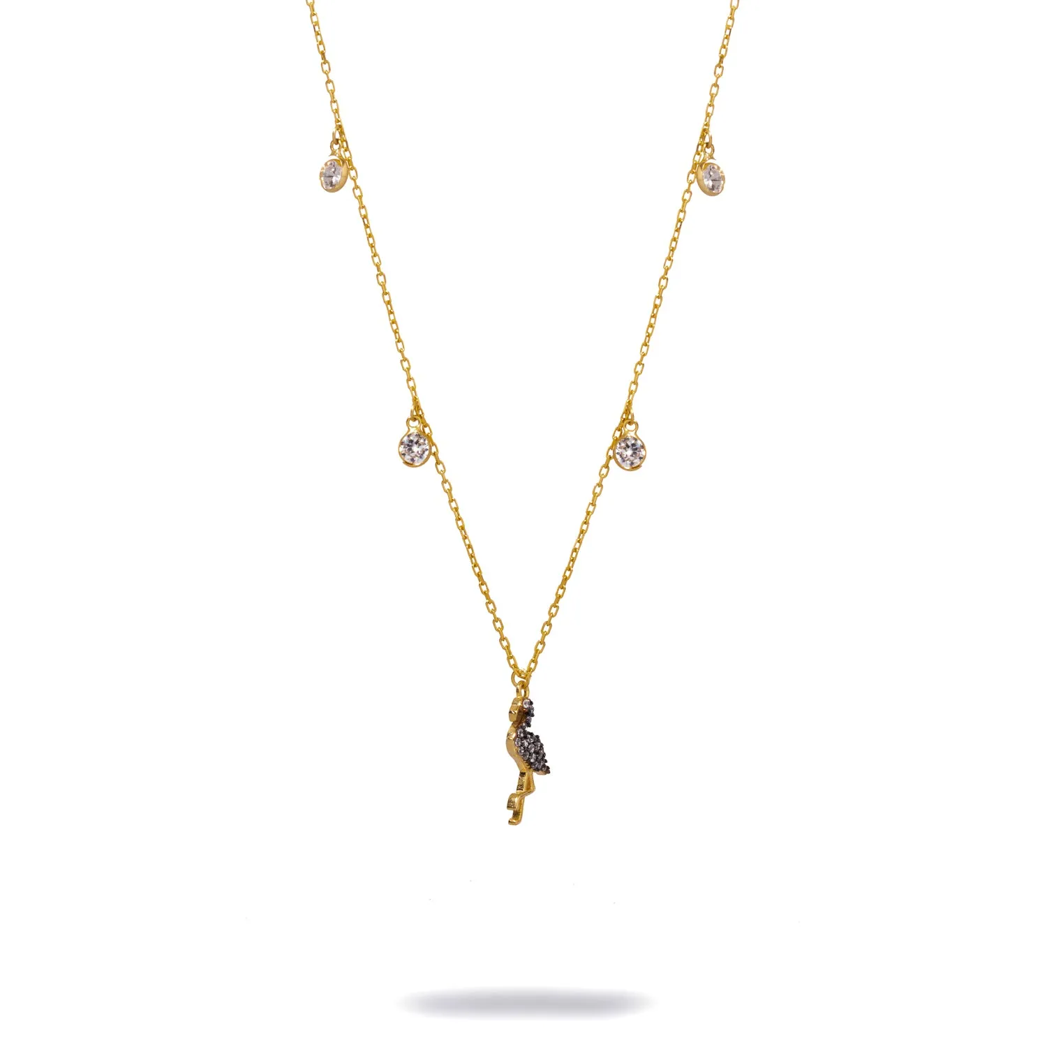 Diamond Flamingo Elegance Gold Chain Necklace