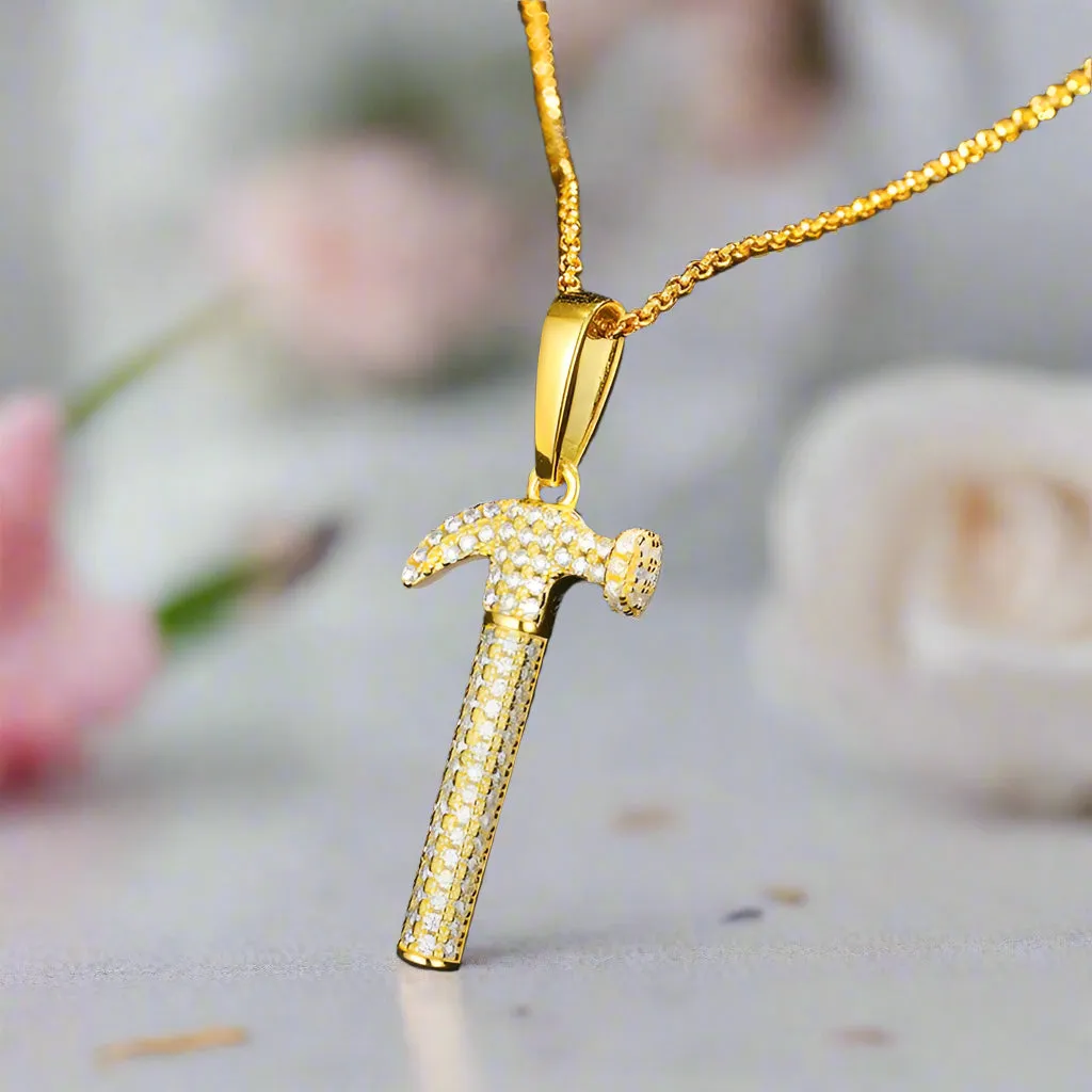 Diamond Hammer Pendant Necklace