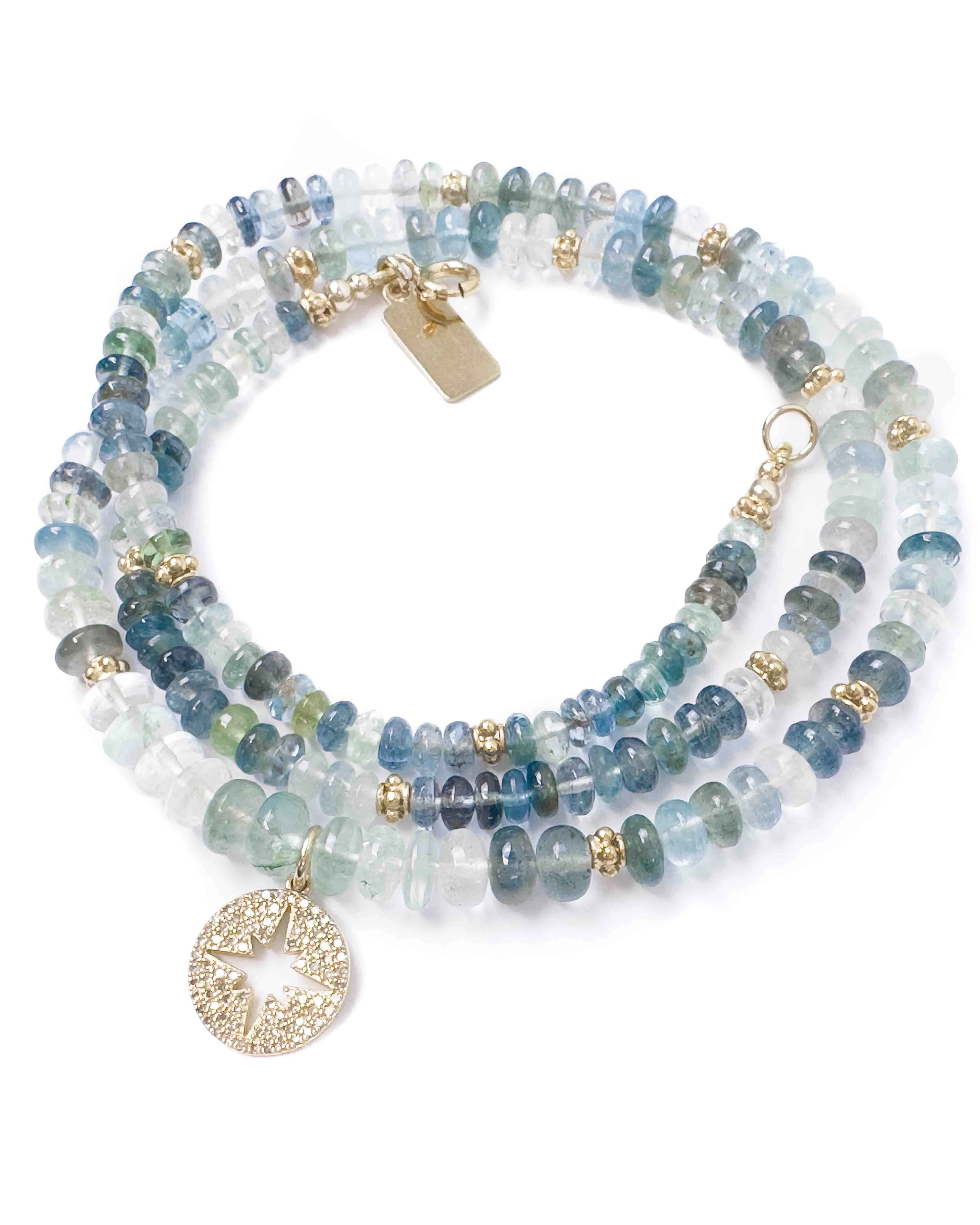 Diamond North Star & Aquamarine Necklace