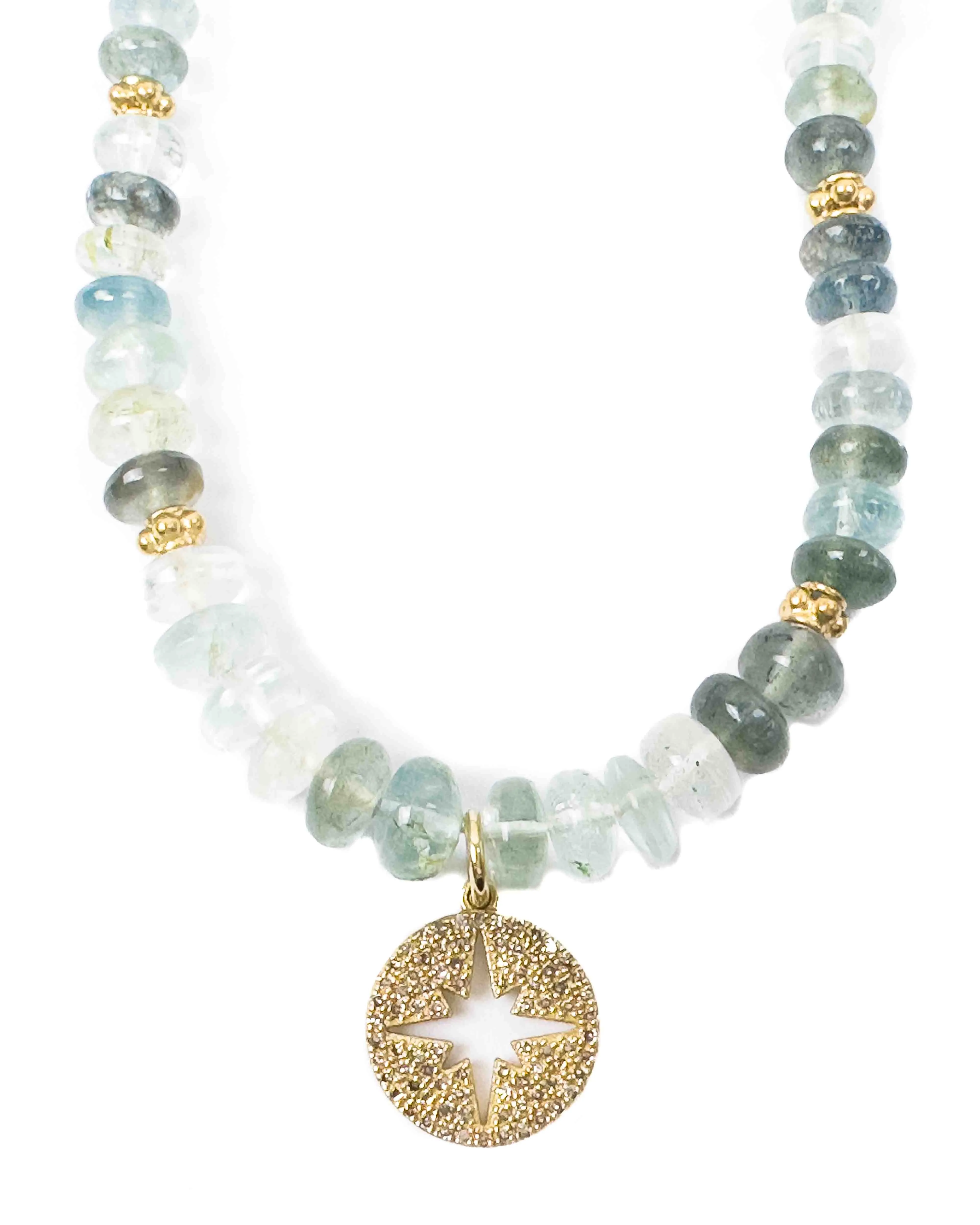 Diamond North Star & Aquamarine Necklace