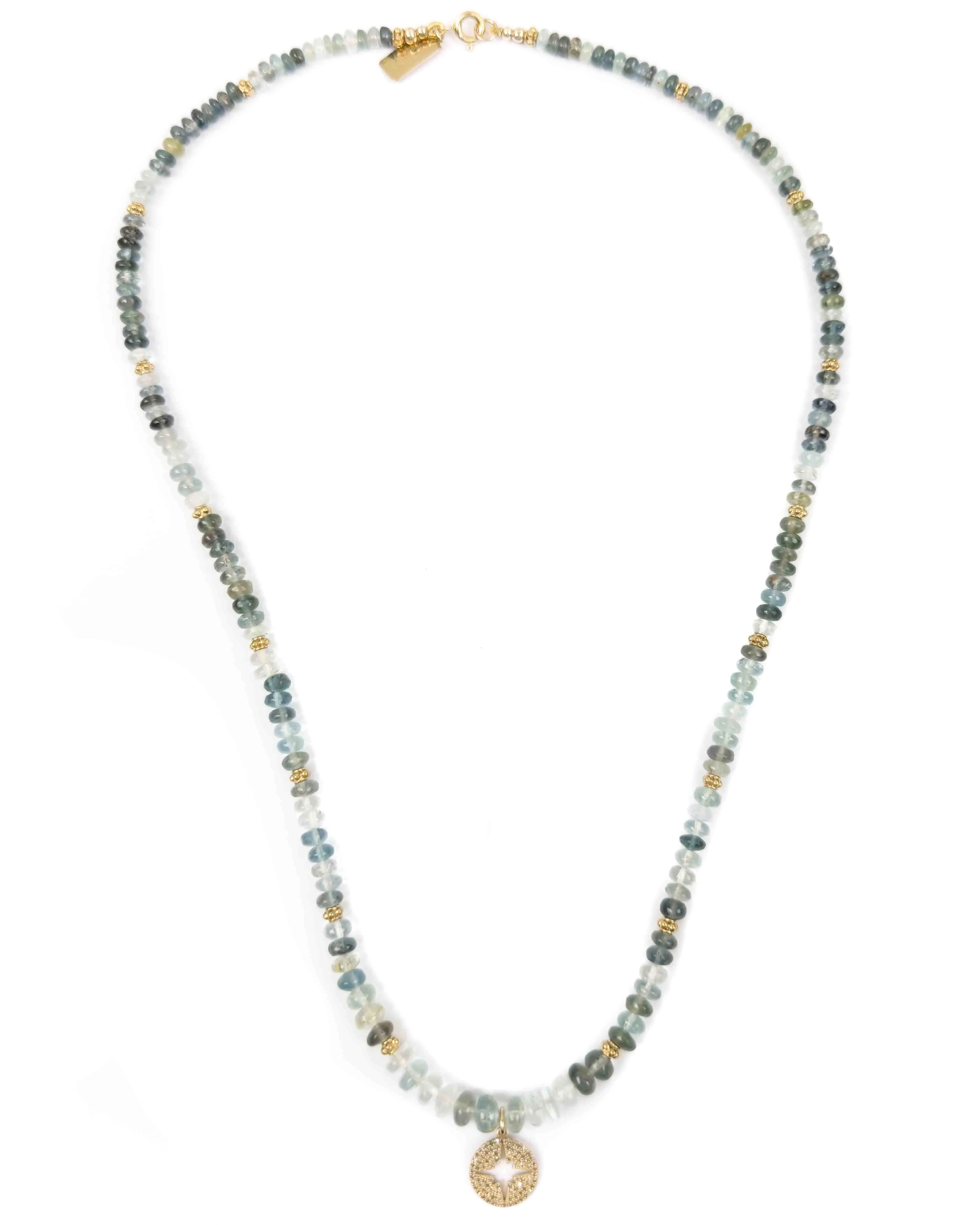 Diamond North Star & Aquamarine Necklace