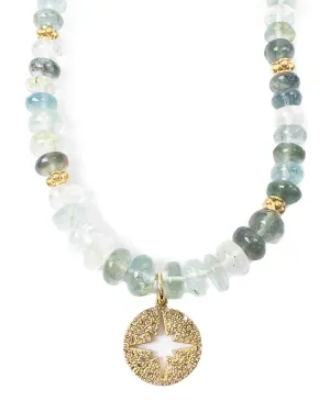 Diamond North Star & Aquamarine Necklace