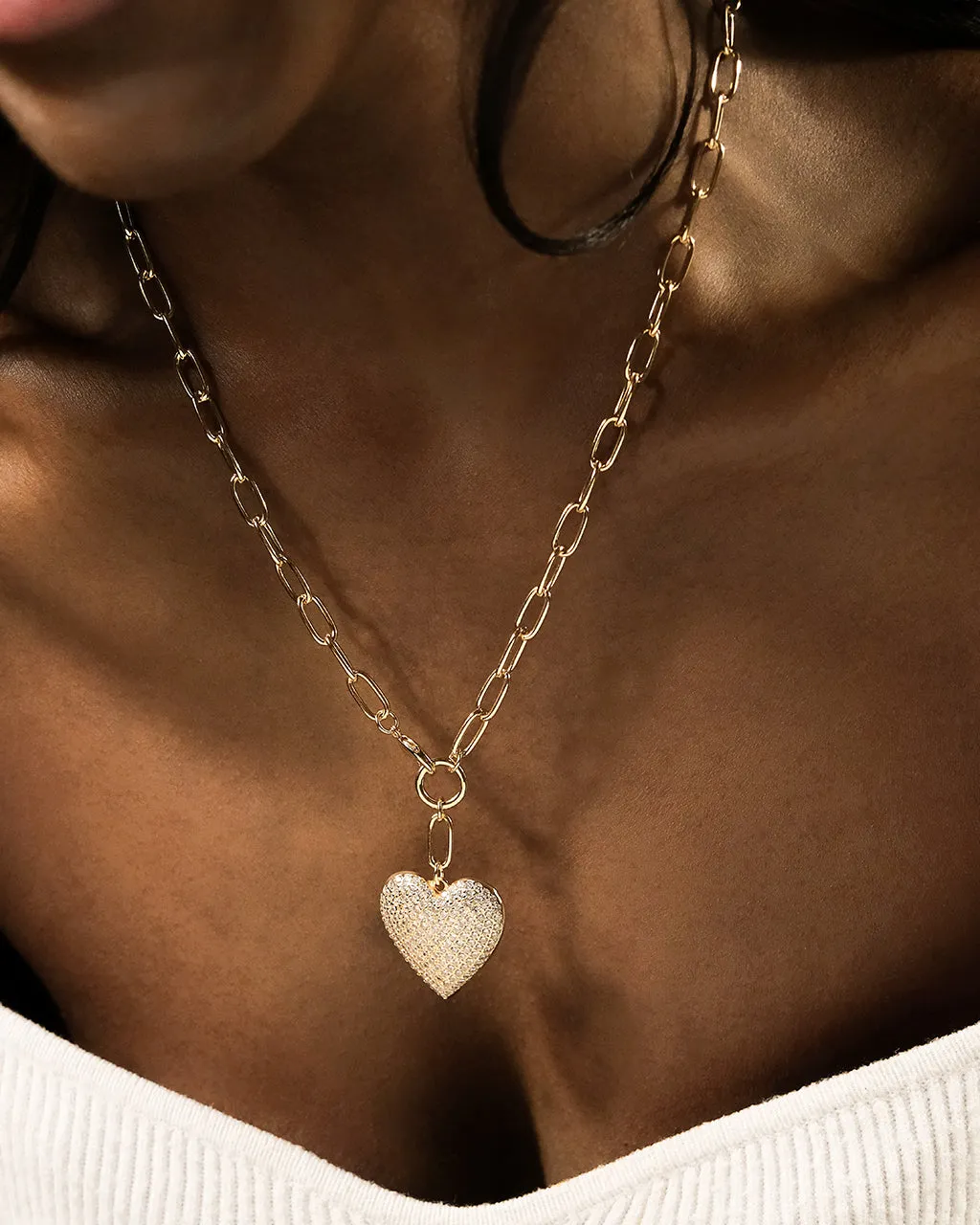 Disco Heart CZ Statement Necklace