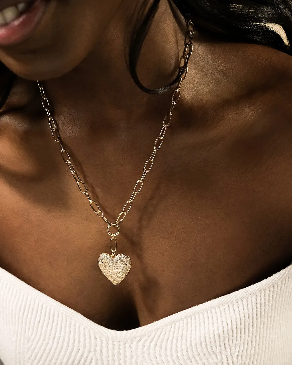 Disco Heart CZ Statement Necklace
