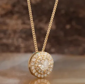 Double halo 0.60 ct diamond pendant round shape