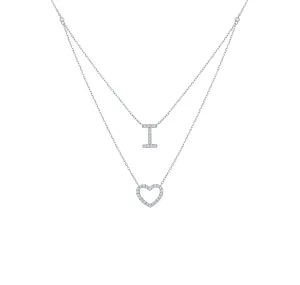Double Layered 0.29ctw Lab Grown Diamonds Love Necklace <br> NL-00683WHT