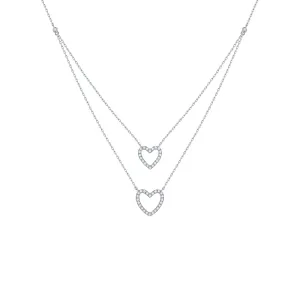 Double Layered 0.31ctw Lab Grown Diamonds Hearts Necklace <br> NL-00679WHT