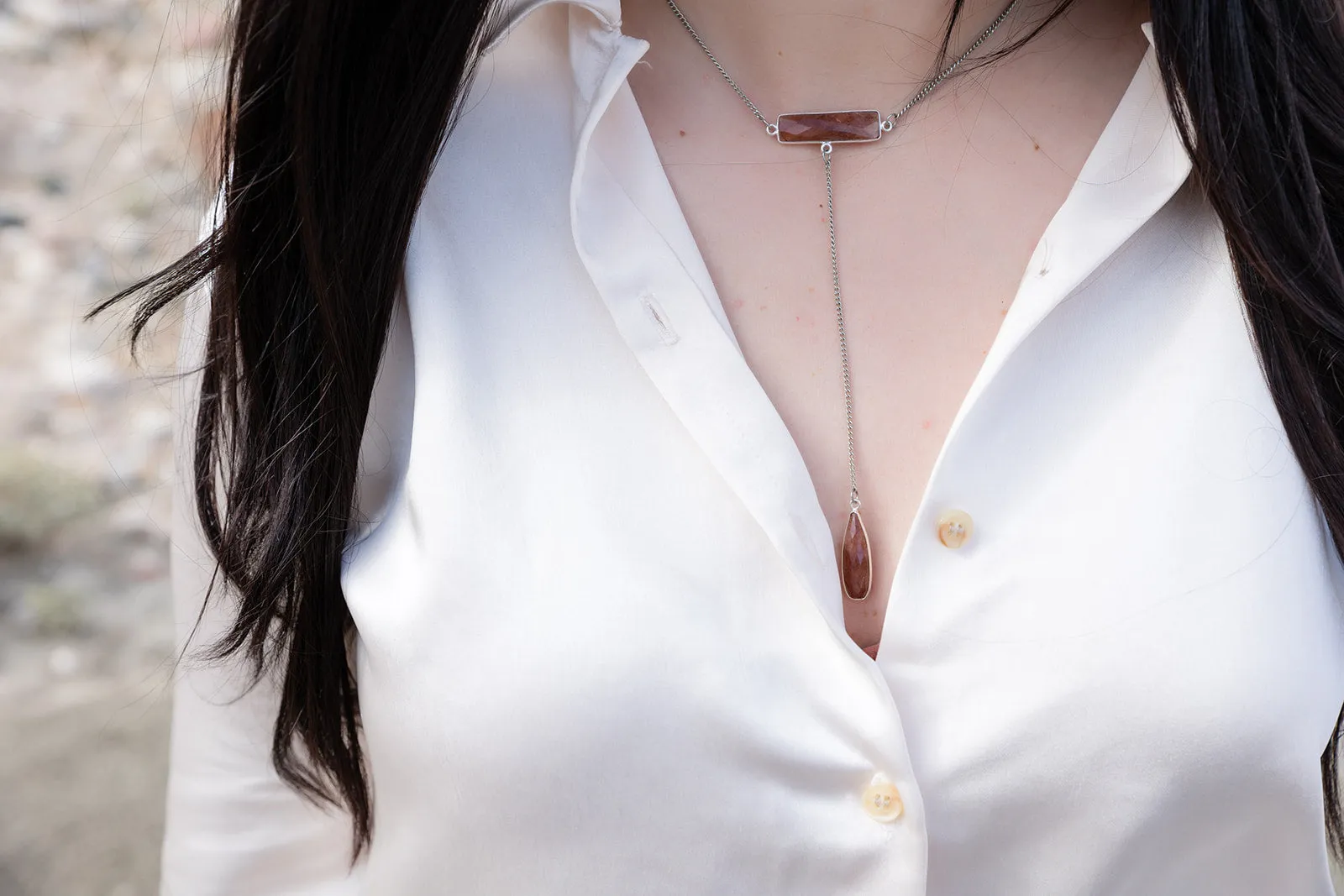 Double Pendant Gemstone Necklace