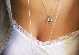 Double Tiny Silver Square & Triangle pendents