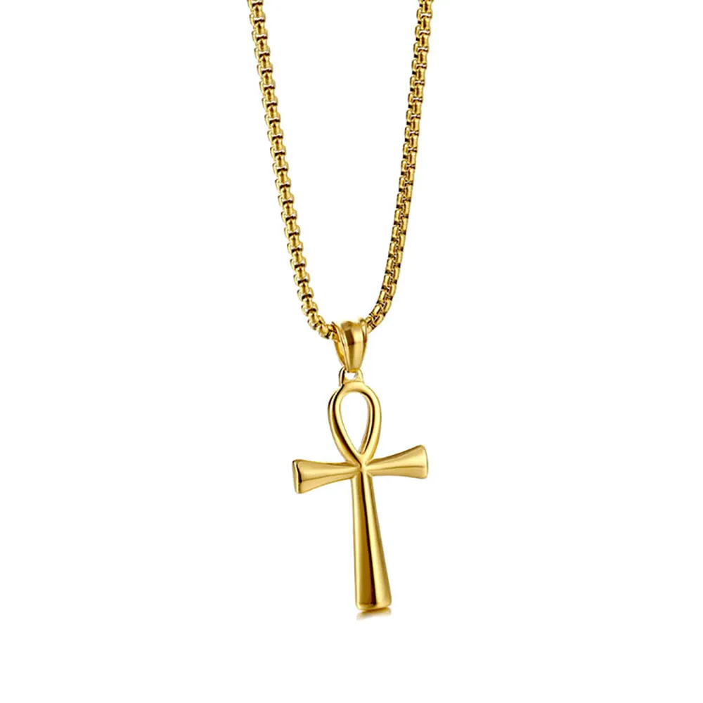 Egyptian Ankh Key Necklace Pendant Smooth Cross Fashion Hiphop Jewelry