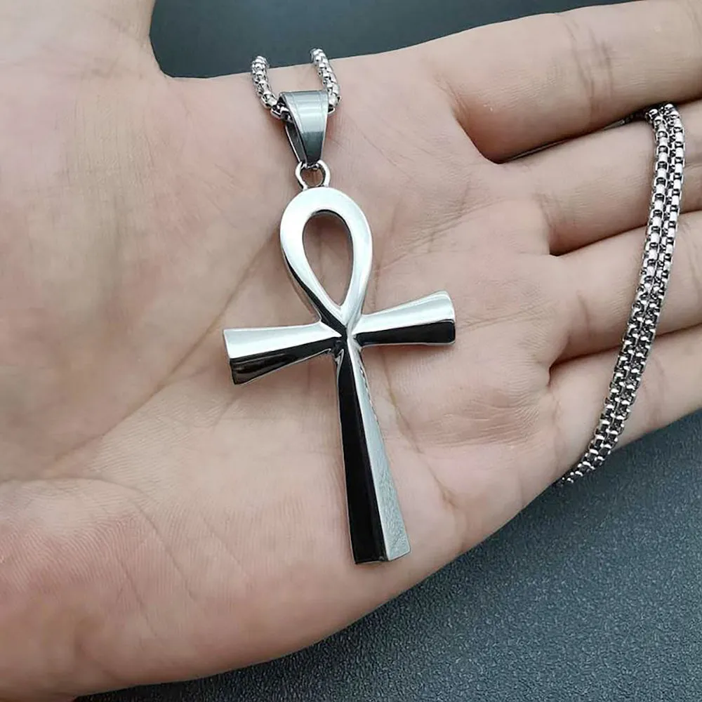 Egyptian Ankh Key Necklace Pendant Smooth Cross Fashion Hiphop Jewelry
