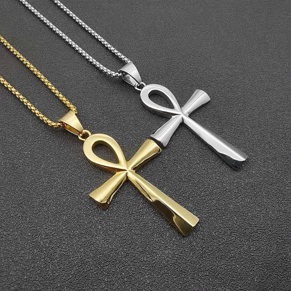Egyptian Ankh Key Necklace Pendant Smooth Cross Fashion Hiphop Jewelry