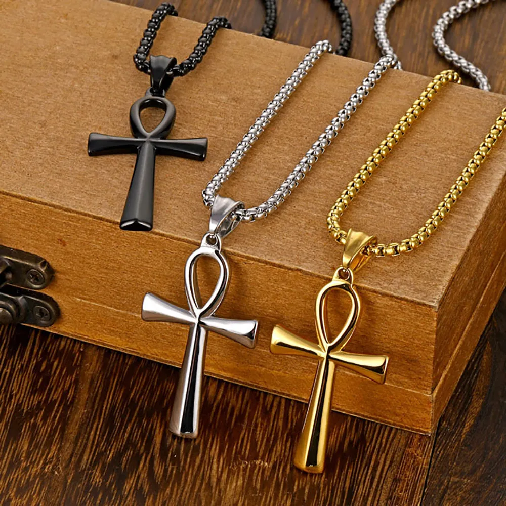 Egyptian Ankh Key Necklace Pendant Smooth Cross Fashion Hiphop Jewelry
