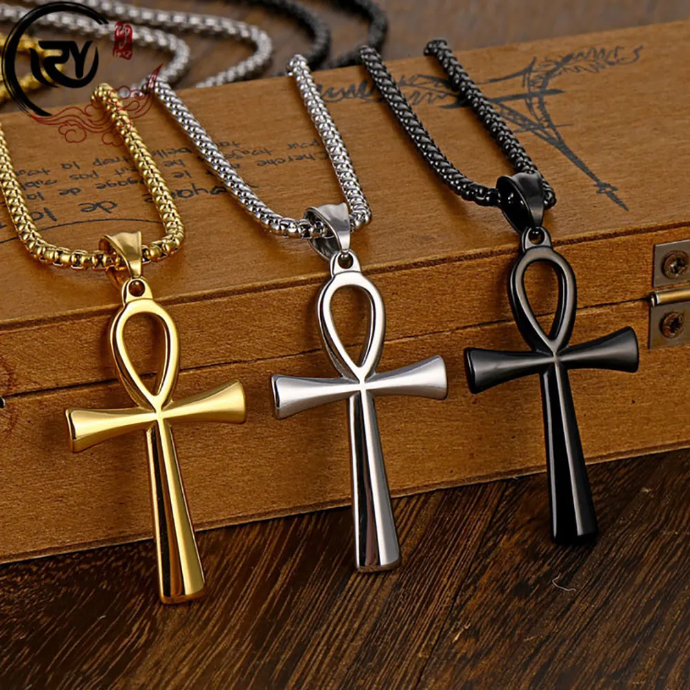 Egyptian Ankh Key Necklace Pendant Smooth Cross Fashion Hiphop Jewelry