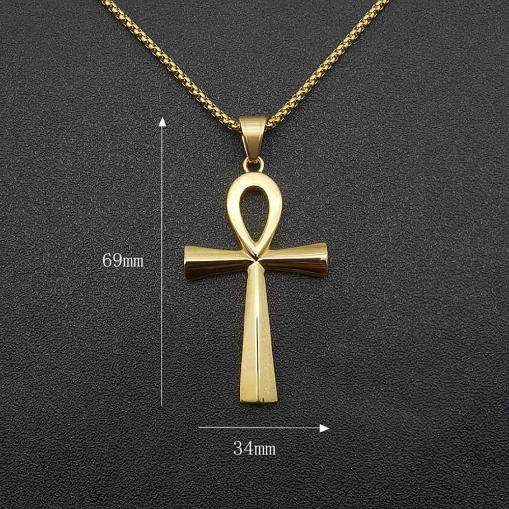 Egyptian Ankh Key Necklace Pendant Smooth Cross Fashion Hiphop Jewelry