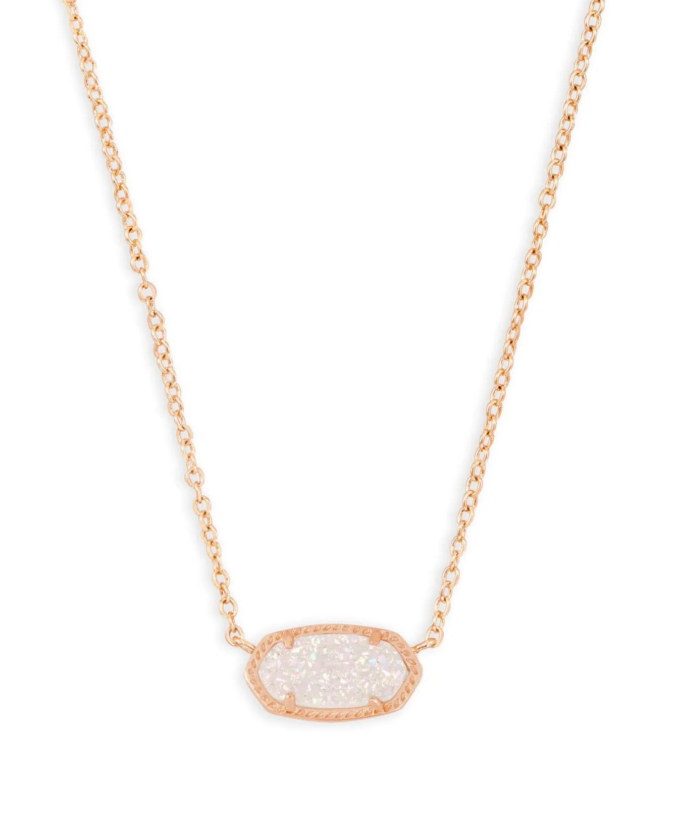 Elisa Necklace - Rose Gold Iridescent Drusy