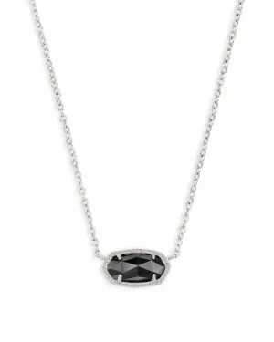 Elisa Silver Pendant Necklace In Black Opaque Glass