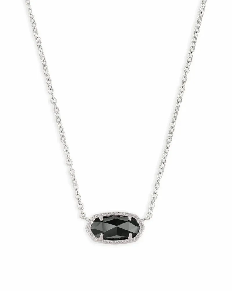 Elisa Silver Pendant Necklace In Black Opaque Glass