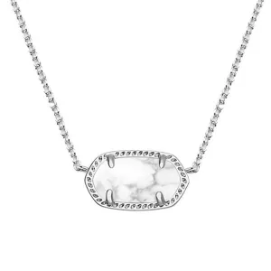 Elisa Silver Pendant Necklace in White Howlite