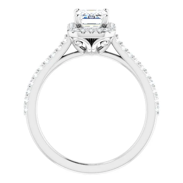 Emerald Cut Diamond Halo Engagement Ring