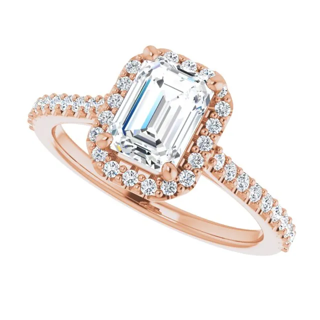Emerald Cut Diamond Halo Engagement Ring