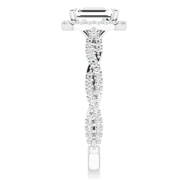 Emerald Cut Diamond Halo Engagement Ring