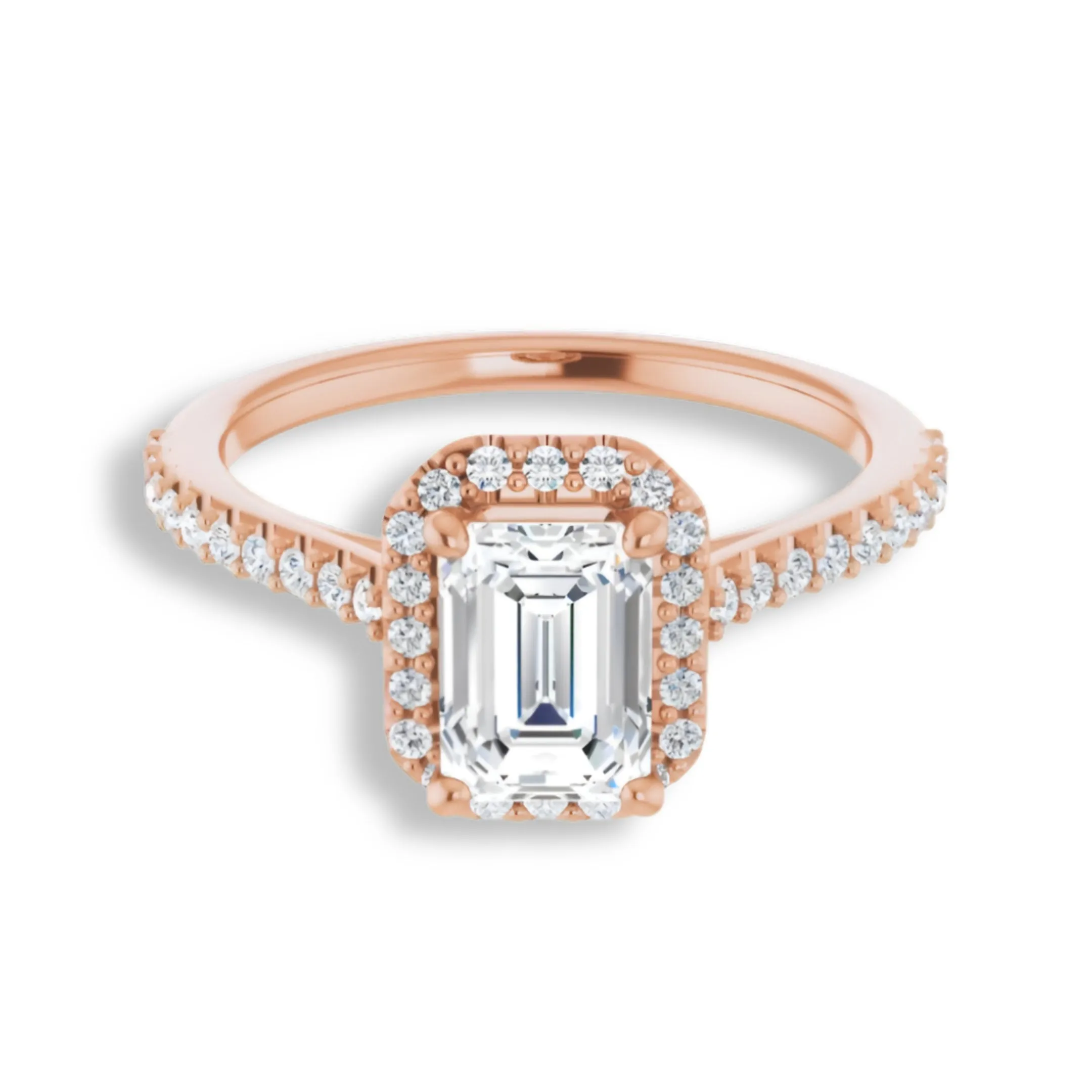 Emerald Cut Diamond Halo Engagement Ring