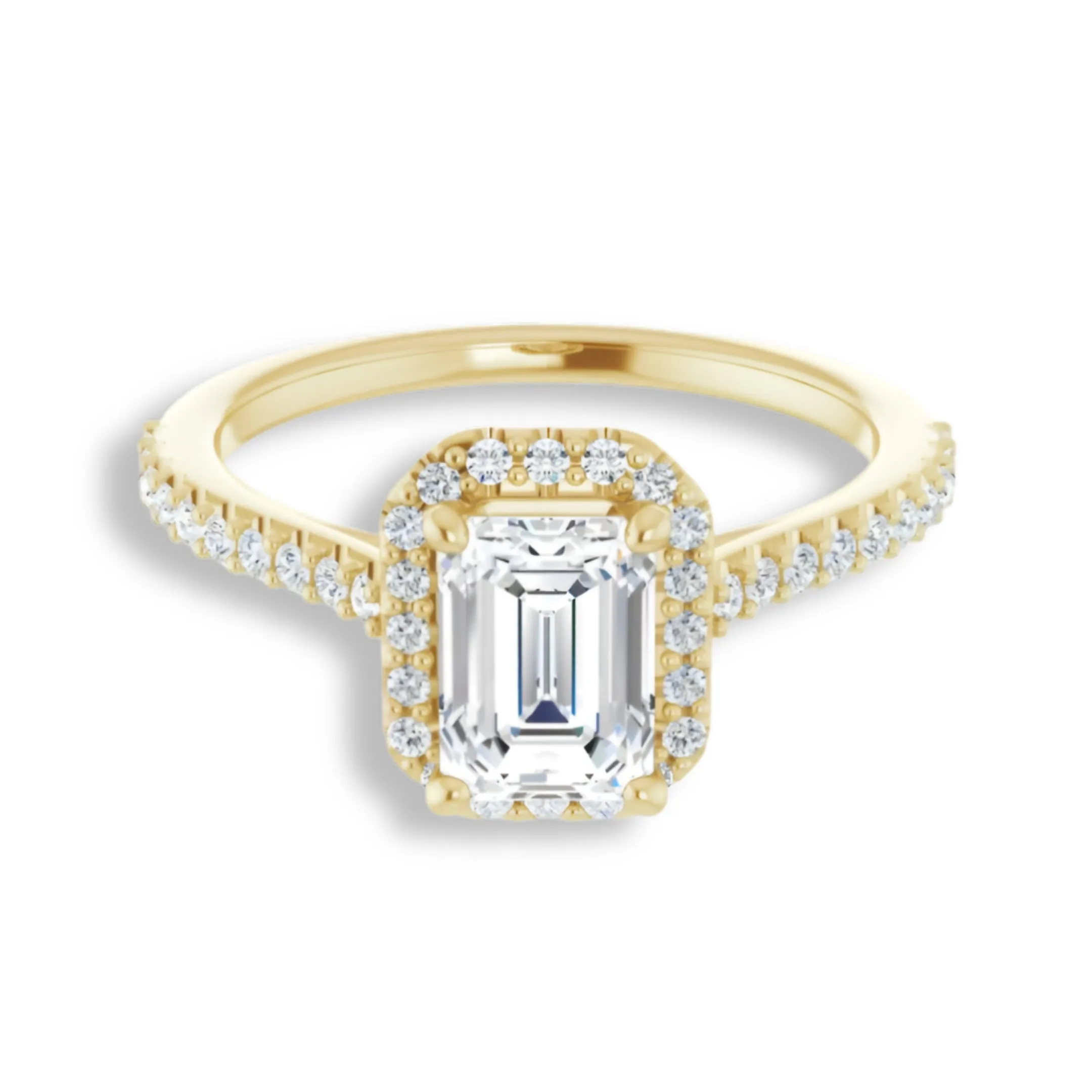 Emerald Cut Diamond Halo Engagement Ring