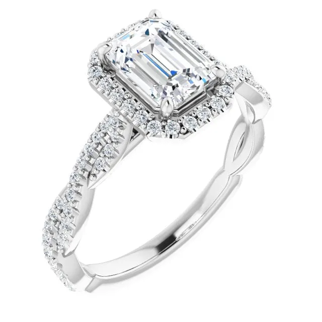 Emerald Cut Diamond Halo Engagement Ring