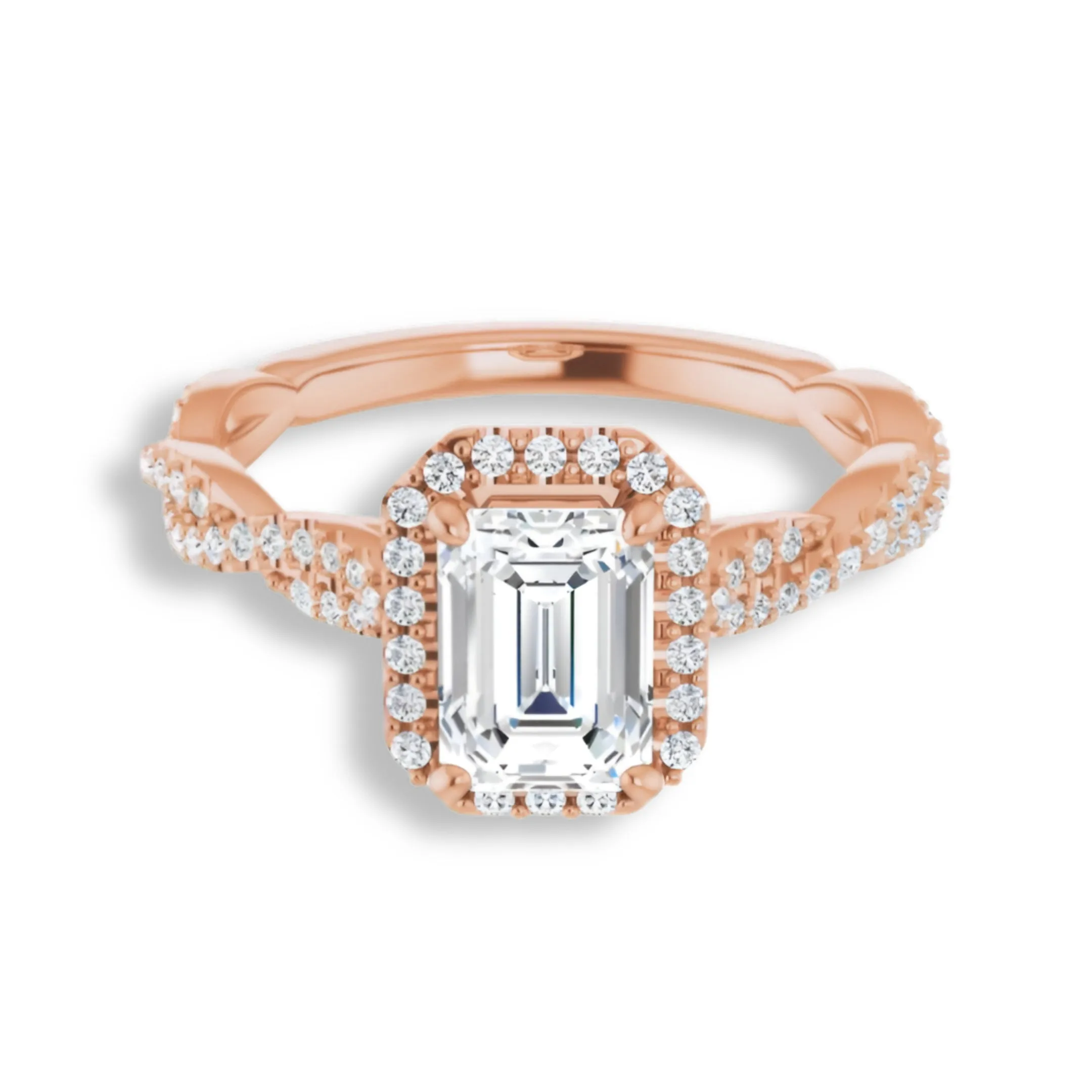 Emerald Cut Diamond Halo Engagement Ring