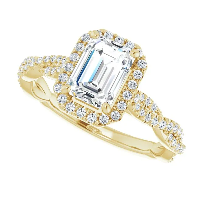Emerald Cut Diamond Halo Engagement Ring