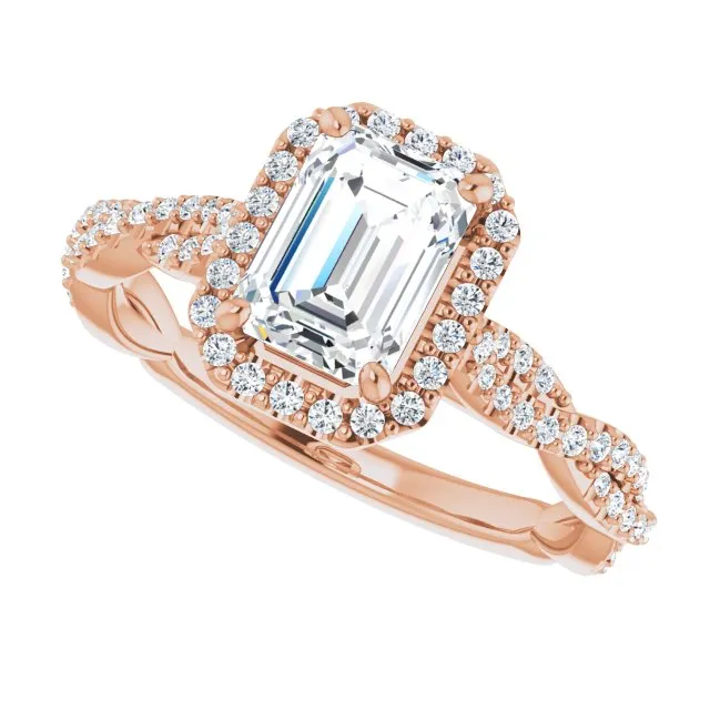 Emerald Cut Diamond Halo Engagement Ring