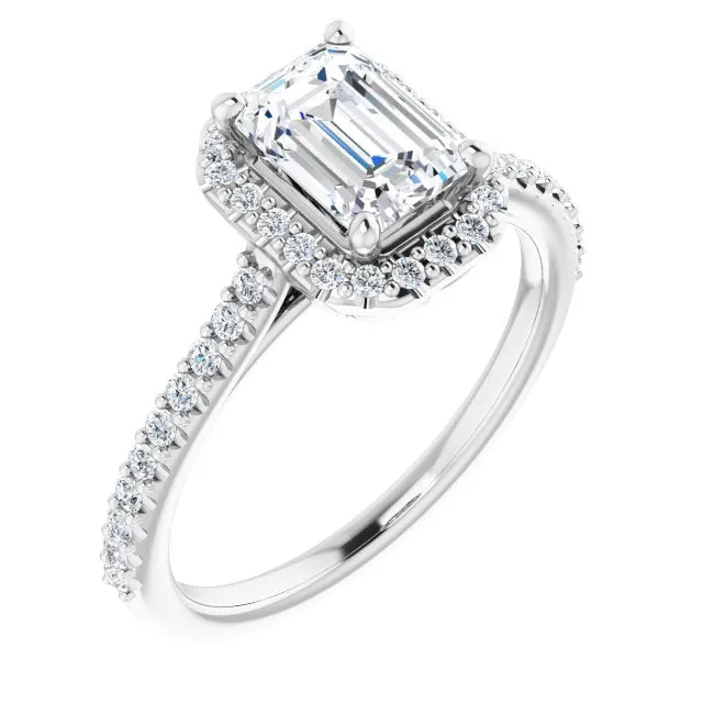 Emerald Cut Diamond Halo Engagement Ring