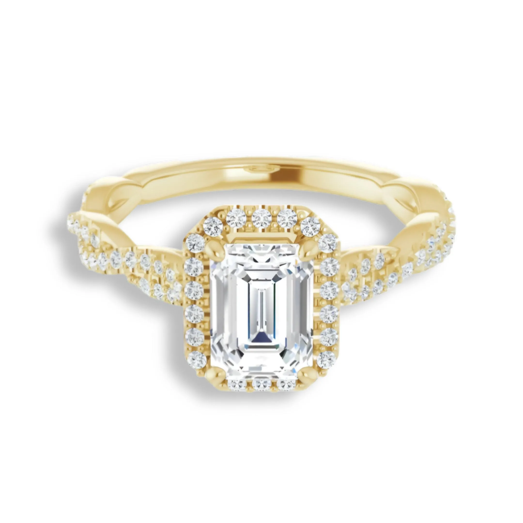 Emerald Cut Diamond Halo Engagement Ring