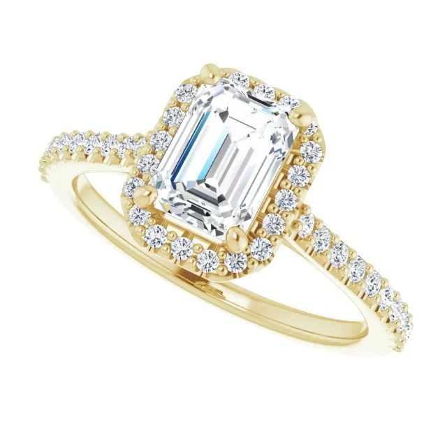 Emerald Cut Diamond Halo Engagement Ring