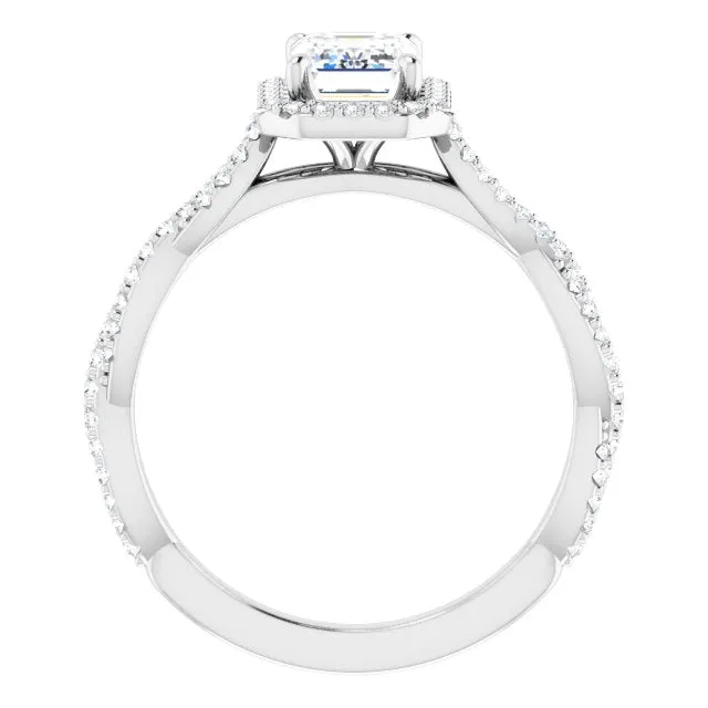 Emerald Cut Diamond Halo Engagement Ring