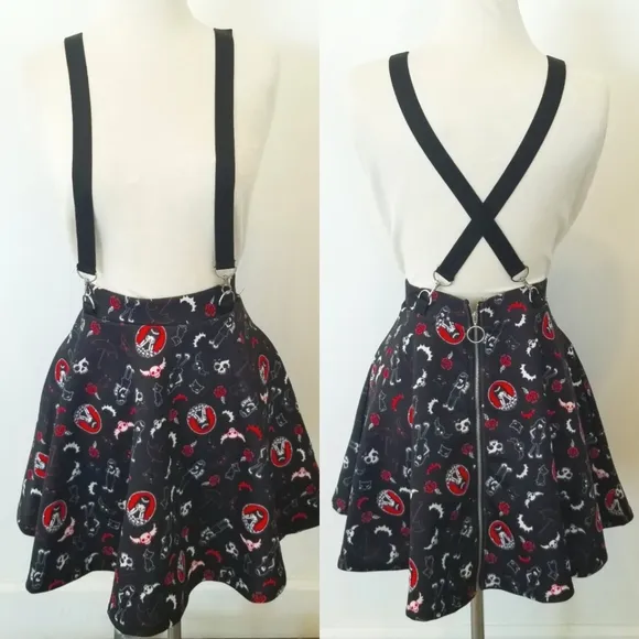 Emily the Strange O Ring Zip-up Suspender Skirt NWT Goth Gothic Witchy Hot Topic