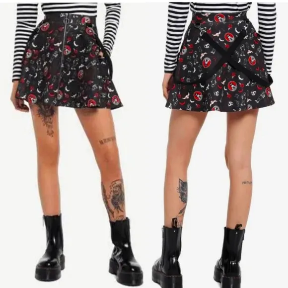 Emily the Strange O Ring Zip-up Suspender Skirt NWT Goth Gothic Witchy Hot Topic