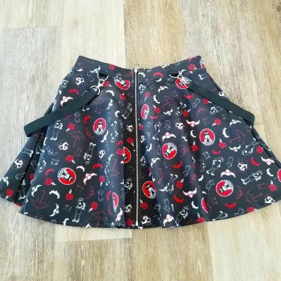 Emily the Strange O Ring Zip-up Suspender Skirt NWT Goth Gothic Witchy Hot Topic