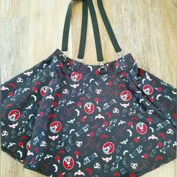 Emily the Strange O Ring Zip-up Suspender Skirt NWT Goth Gothic Witchy Hot Topic