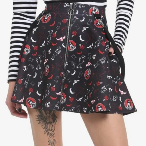 Emily the Strange O Ring Zip-up Suspender Skirt NWT Goth Gothic Witchy Hot Topic